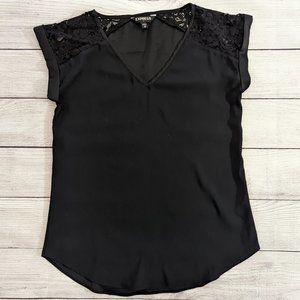 Express V-Neck Blouse Back Lace XS